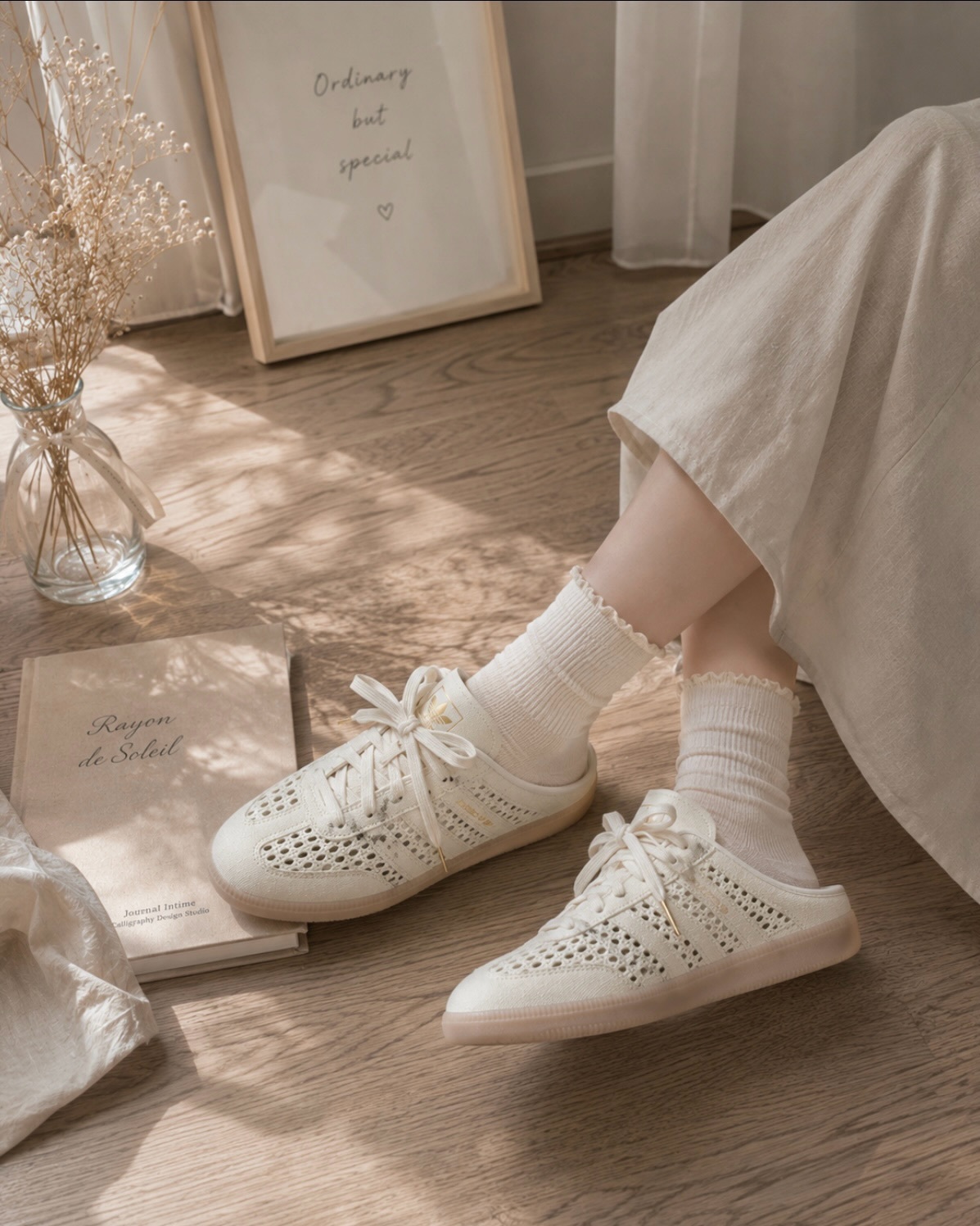 Adidas Originals Samba Mule 法式編織 奶油白 度假 編織 拖鞋 穆勒鞋 KH7719
