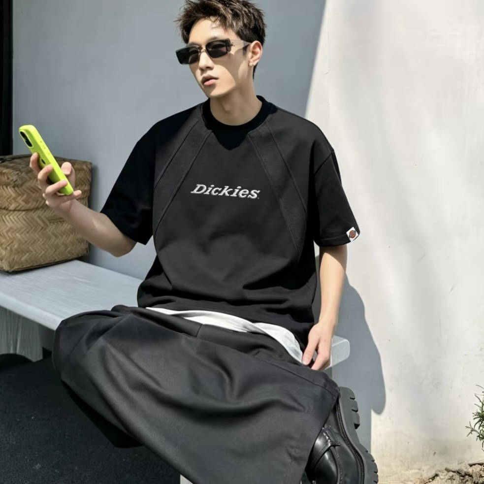 （預購）Dickies 拼接線條Logo短袖 情侶 寬鬆
