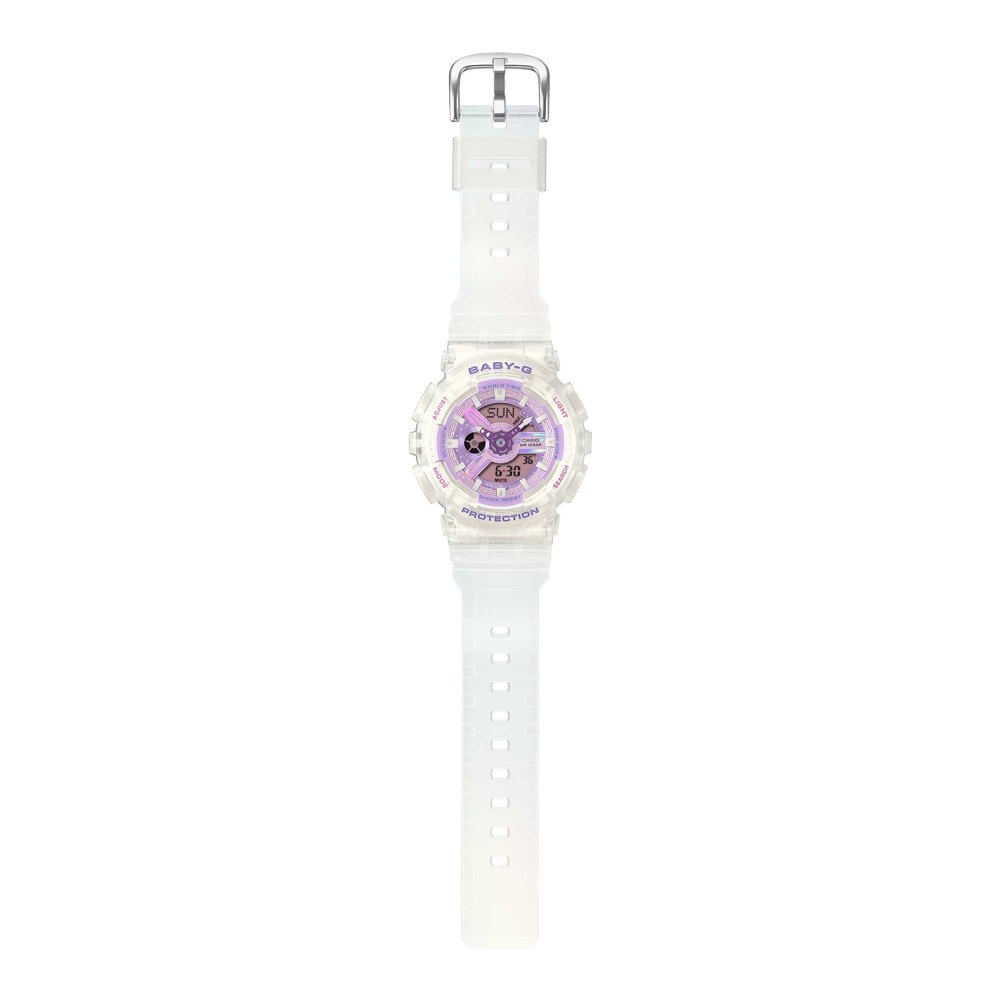 萬年鐘錶 - BABY-G   夢幻色彩防震雙顯電子錶 BA-110PS-7A 錶徑 : 43.4 MM