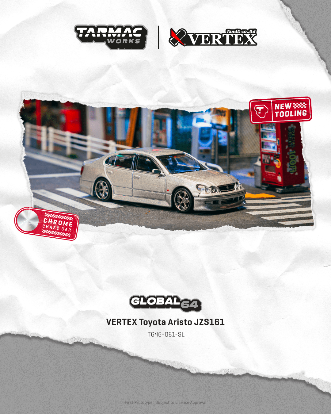 Tarmac Works VERTEX Toyota Aristo JZS161 銀色