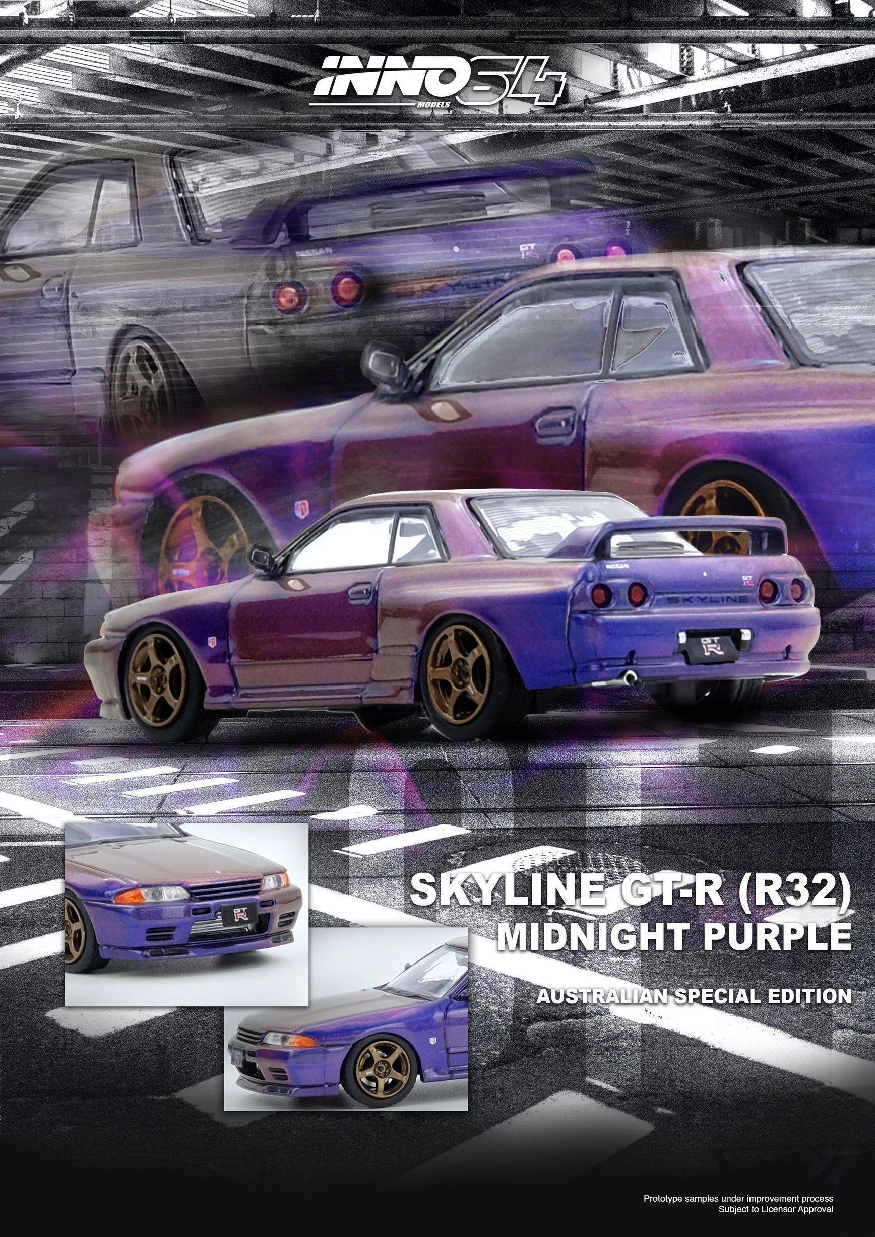 INNO64 1/64 SKYLINE GT-R (R32) Midnight Purple Austr