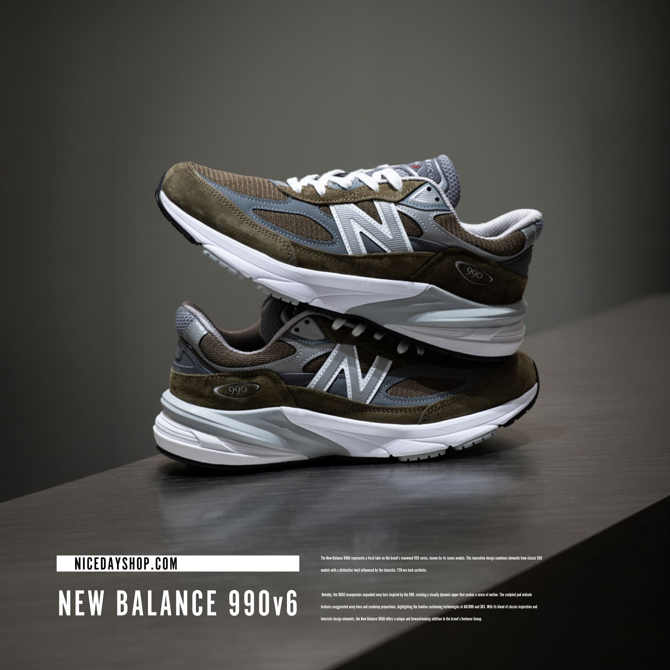 NICEDAY 代購 New Balance 990 V6 灰 橄欖綠 美製 U990OG6