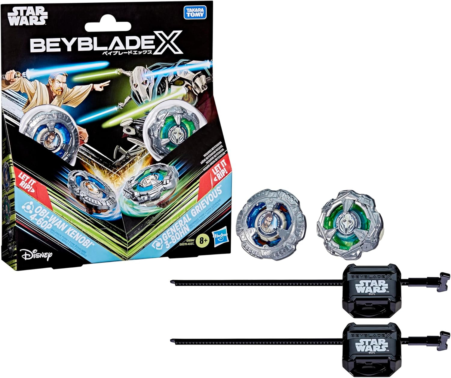 Takara Tomy Beyblade X BX-00 入門套裝 BXA-05 Obi-Wan Kenobi 歐比王肯諾比 4-60P vs General Grievous 葛里維斯將軍 3-80HN