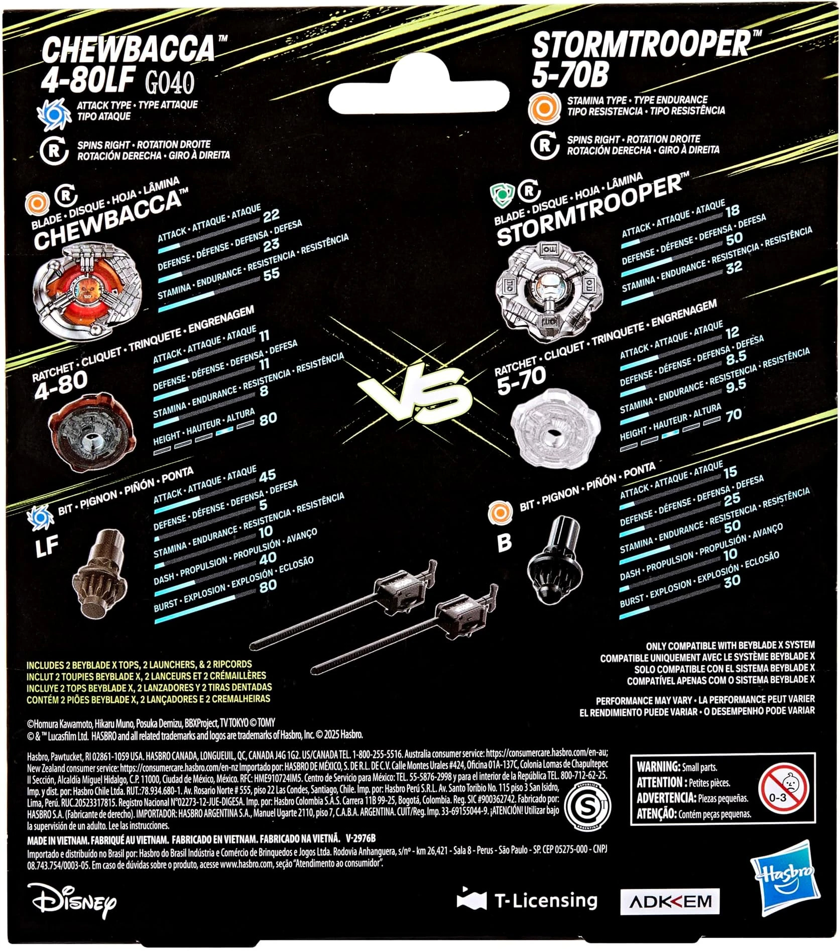 Takara Tomy Beyblade X BX-00 入門套裝 BXA-06 Chewbacca 丘巴卡 4-80LF vs Stormtrooper 帝國風暴兵 5-70B