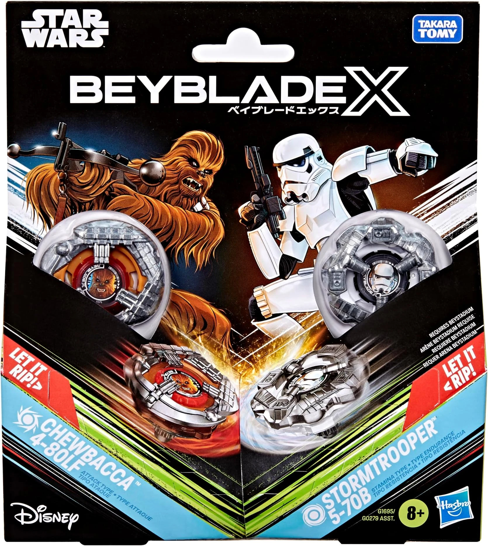 Takara Tomy Beyblade X BX-00 入門套裝 BXA-06 Chewbacca 丘巴卡 4-80LF vs Stormtrooper 帝國風暴兵 5-70B