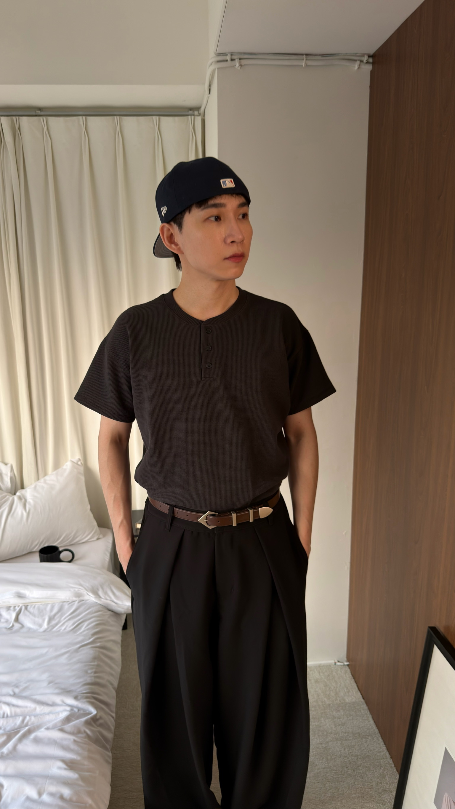 華夫格排扣上衣