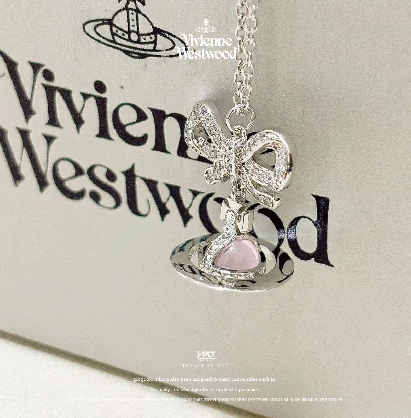 Vivienne Westwood 西太后 水晶 透光 蝴蝶結 立體 土星 項鍊 粉