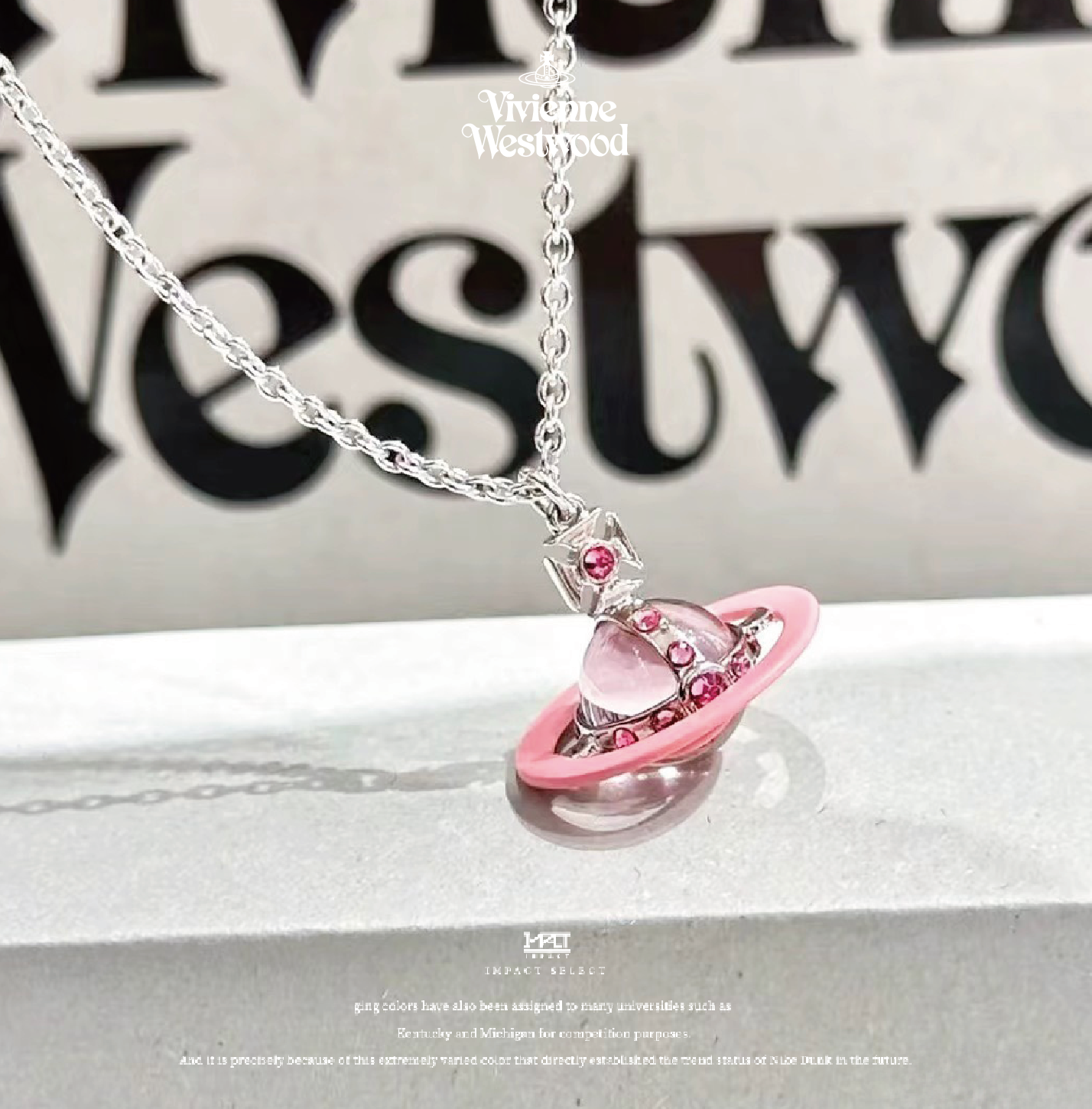 Vivienne Westwood 西太后 水晶 烤漆 透光 立體 土星 項鍊 粉