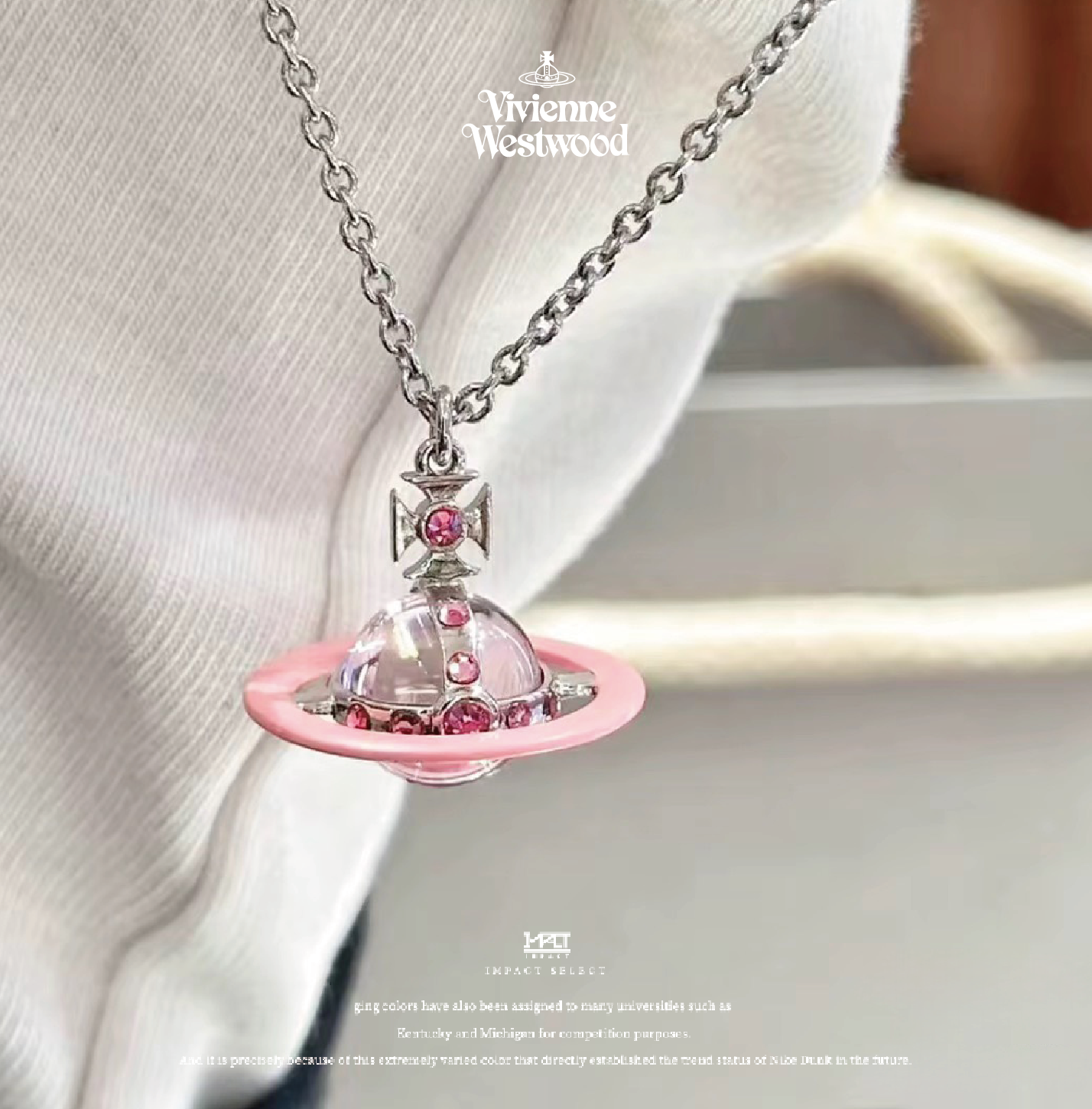 Vivienne Westwood 西太后 水晶 烤漆 透光 立體 土星 項鍊 粉