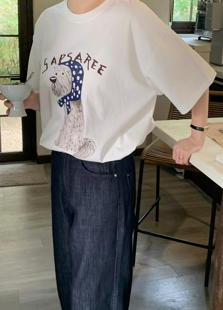 Headscarf puppy oversize tee