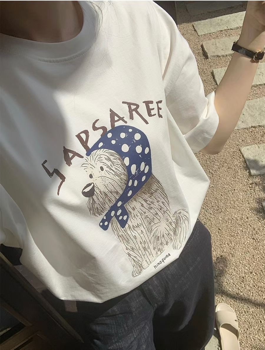 Headscarf puppy oversize tee