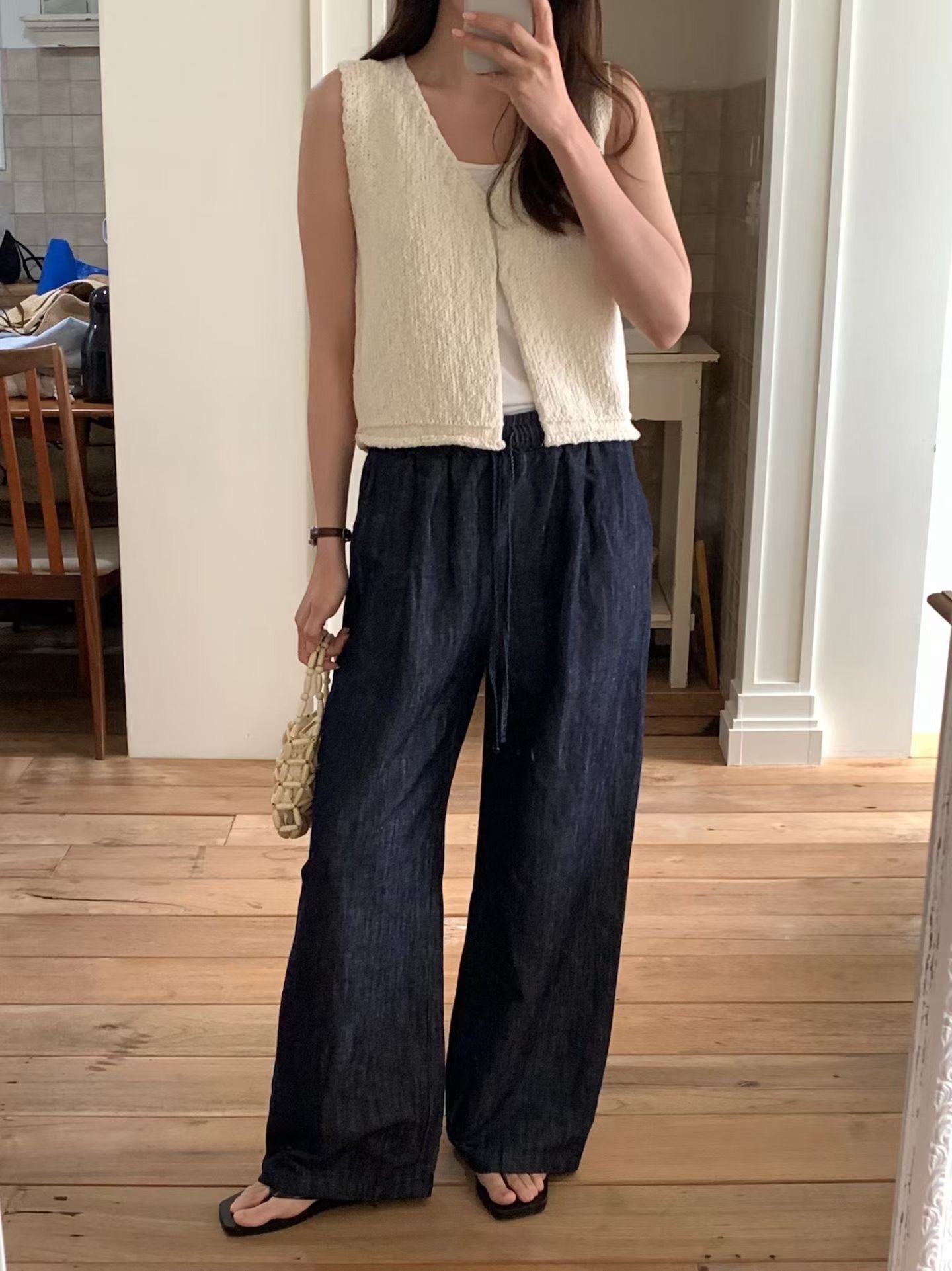 Thick cotton knit vest