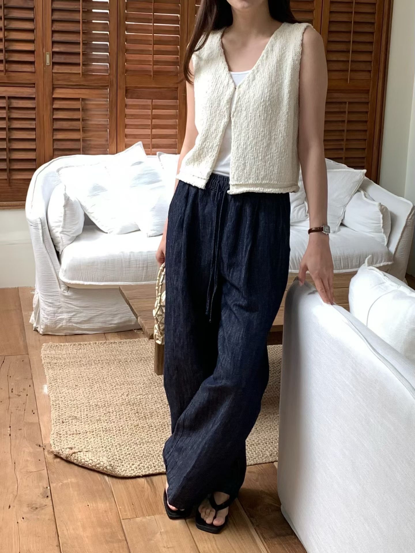 Thick cotton knit vest