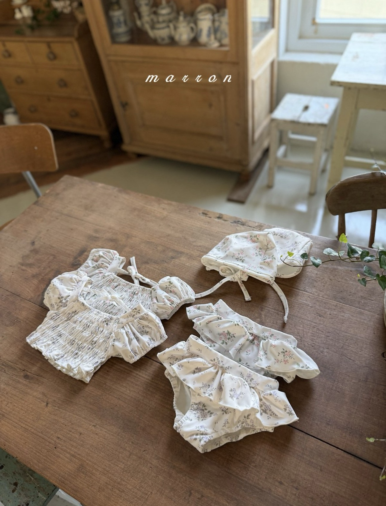 Marron Flower Swimwear