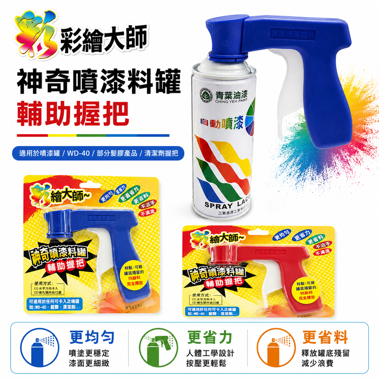 出清｜彩繪大師｜神奇噴漆料罐輔助握把 適用於噴漆罐｜WD-40 部分髮膠產品 清潔劑握把 更均勻更省力更省料