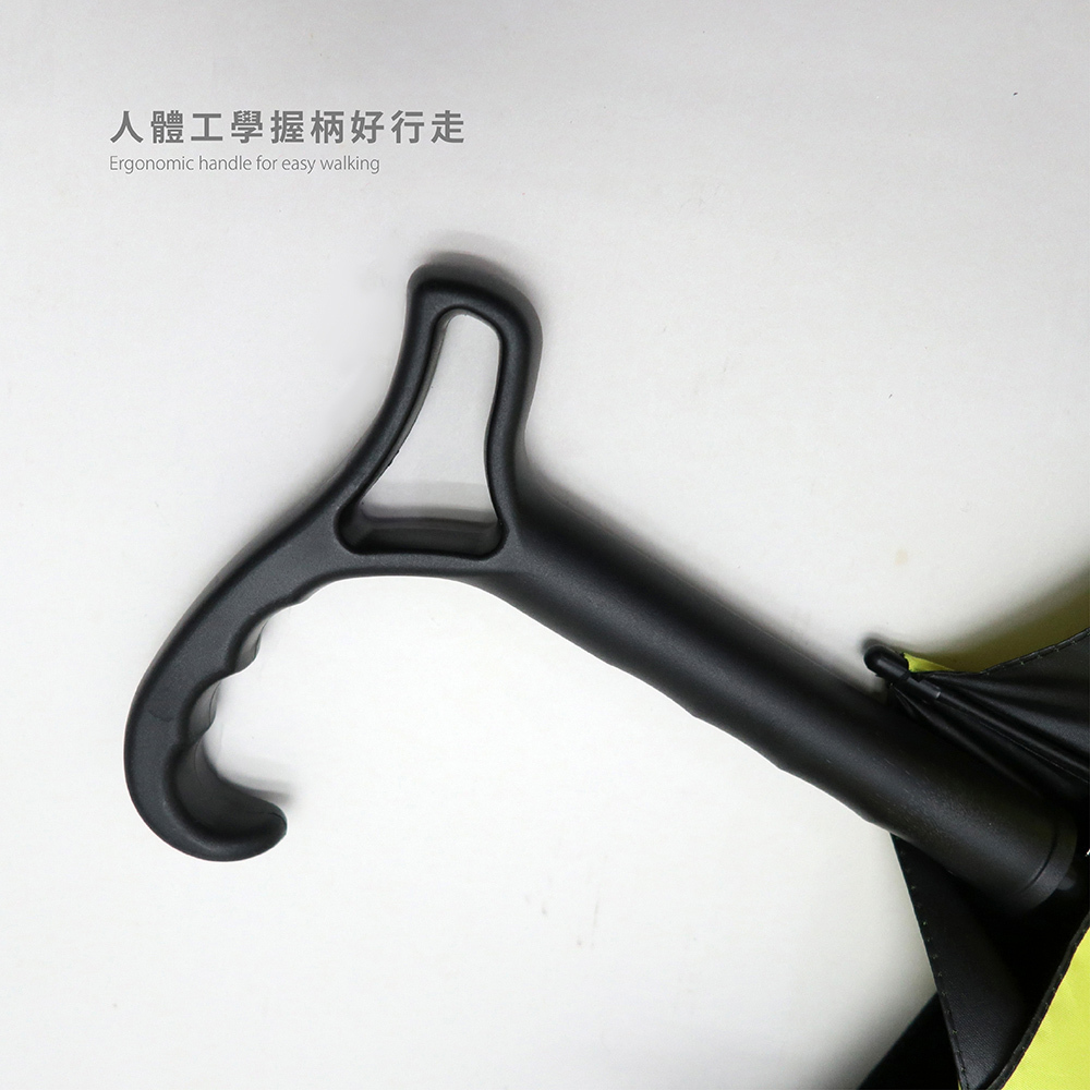 人體工學握柄好行走: Ergonomic handle for easy walking. 25吋拐杖傘握柄, 舒適好握不費力, 長輩健行輔助, 止滑手柄設計, 助行雨傘。