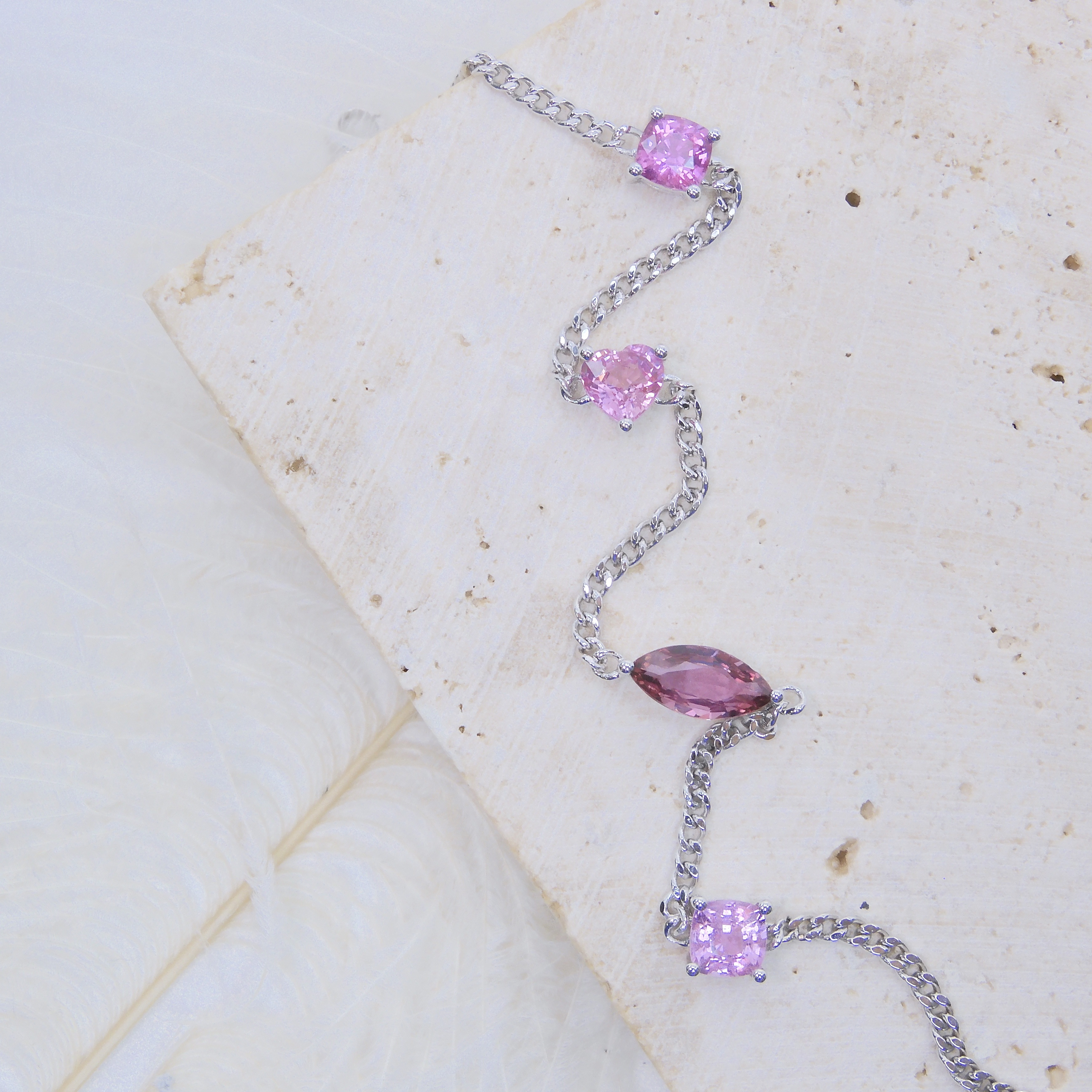 Bespoke 18K Gold 2.34ct Pink Sapphire Bracelet