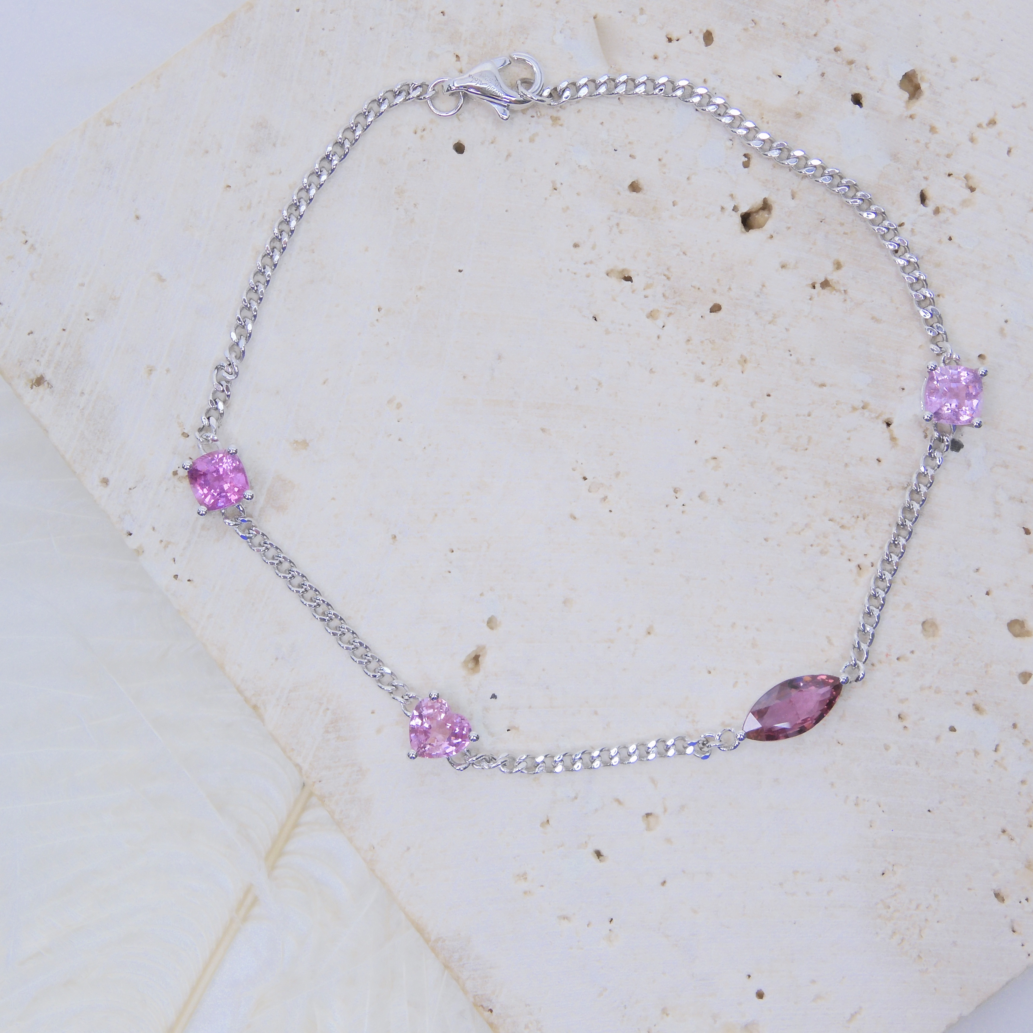 Bespoke 18K Gold 2.34ct Pink Sapphire Bracelet