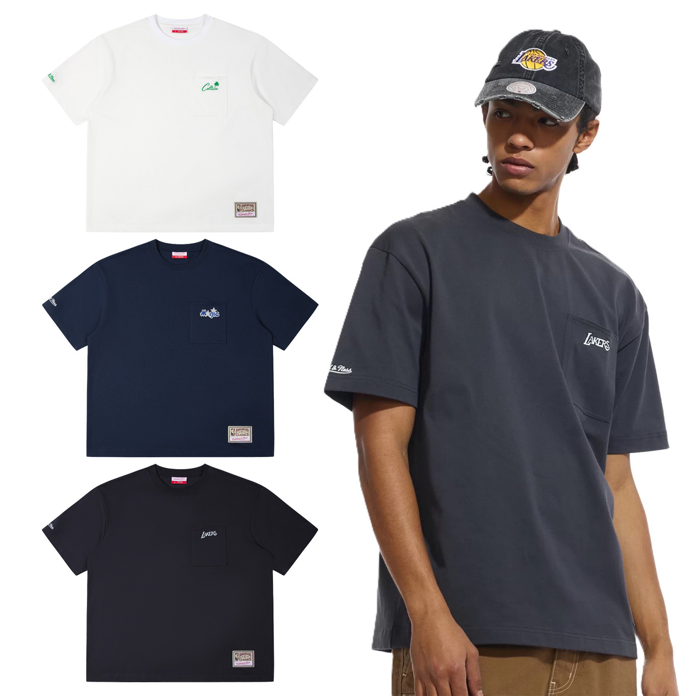Mitchell & Ness NBA TEE 湖人隊 魔術隊 賽爾提克隊 口袋 素面 基本 短T【TE0343】