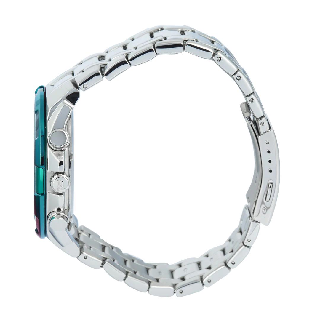 萬年鐘錶 - CASIO 卡西歐 EDIFICE 系列  強烈力量立體設計草原綠三眼不鏽鋼男錶 EFR-539DE-3A 錶徑 : 49.5MM