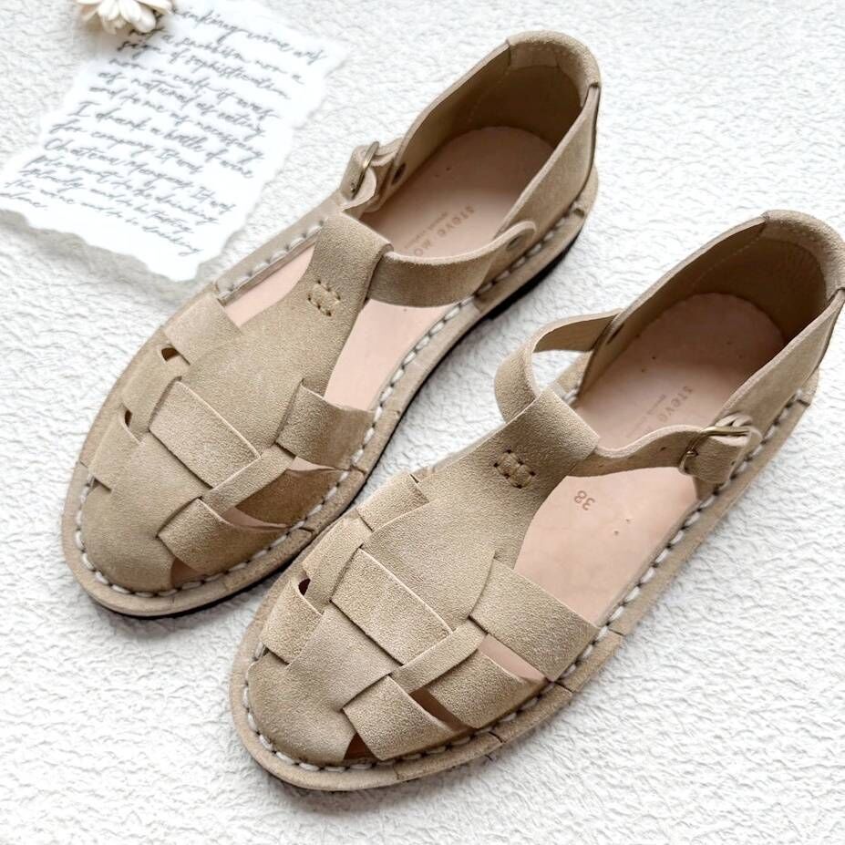 STEVE MONO 麂皮編織鞋 Artisanal Sandals 10/01 light camel