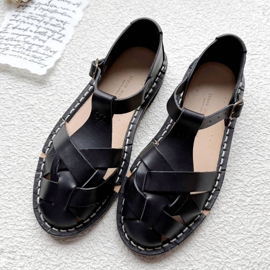 STEVE MONO 真皮交錯編織鞋 Artisanal Sandals 10/33 black
