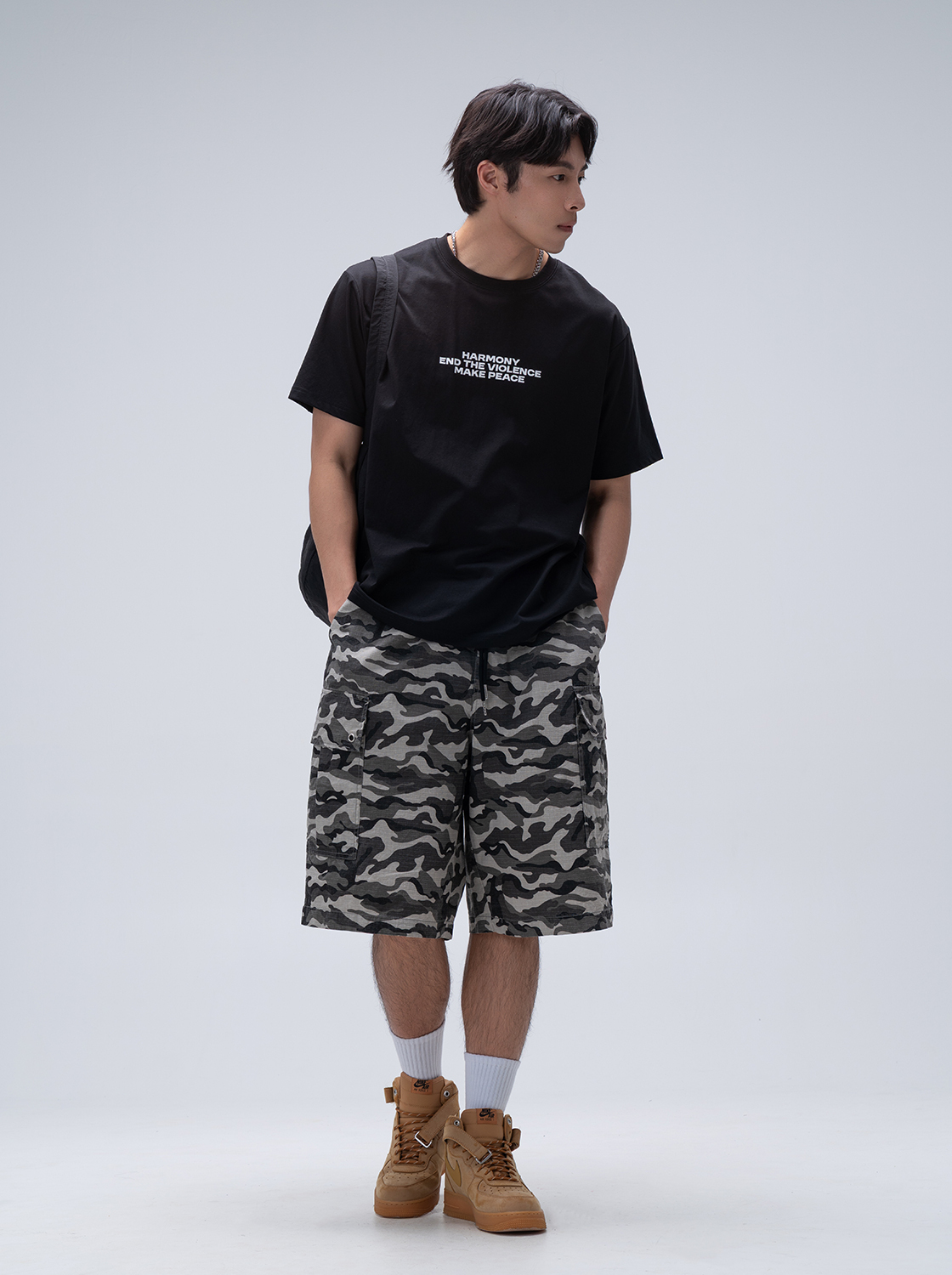 【期間限定】迷彩工作口袋造型短褲