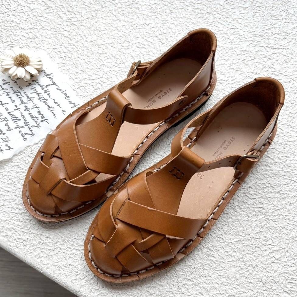 STEVE MONO 真皮交錯編織鞋 Artisanal Sandals 10/33 tobacco