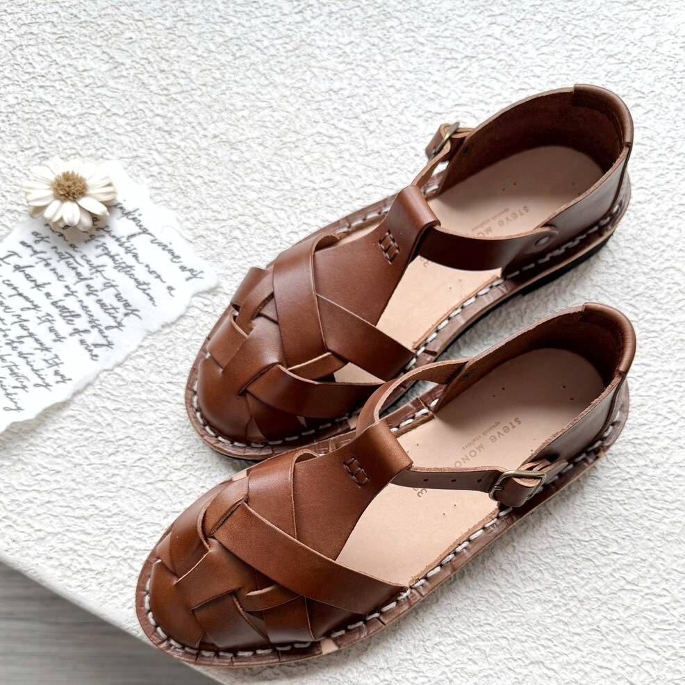 STEVE MONO 真皮交錯編織鞋 Artisanal Sandals 10/33 chocolate