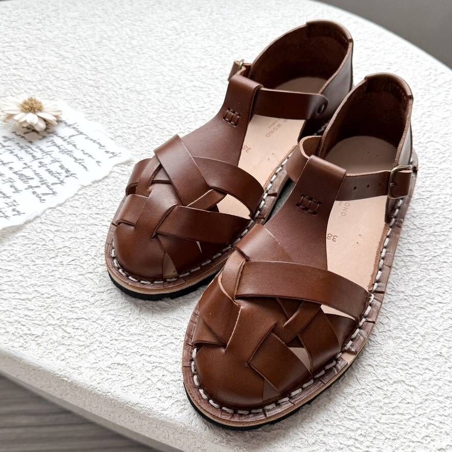 STEVE MONO 真皮交錯編織鞋 Artisanal Sandals 10/33 chocolate