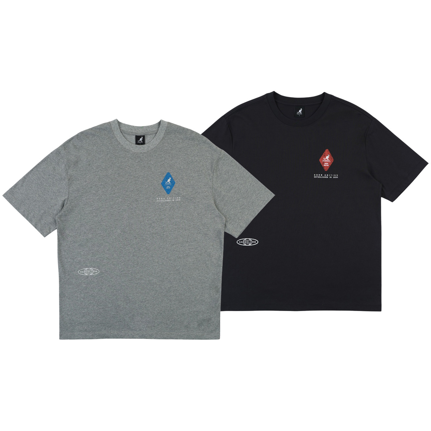 男女款 KANGOL TEE 黑色 灰色 英國 袋鼠 中性 落肩 涼感 印花 短T【66251012】