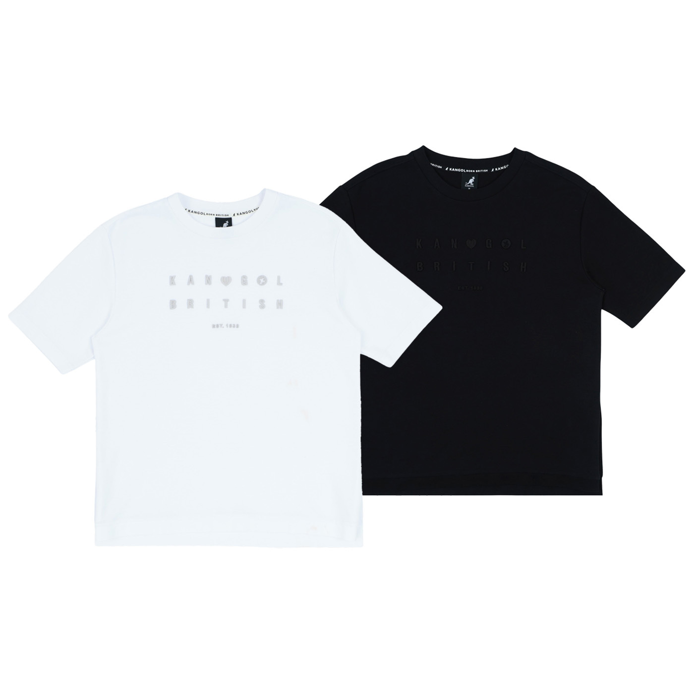 男女款 KANGOL TEE 黑色 白色 英國 袋鼠 中性 刺繡 落肩 開衩 繡花 短T【66251015】