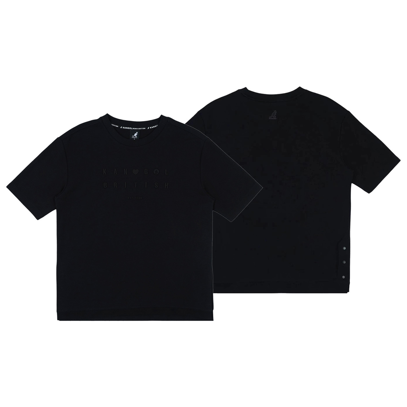 男女款 KANGOL TEE 黑色 白色 英國 袋鼠 中性 刺繡 落肩 開衩 繡花 短T【66251015】