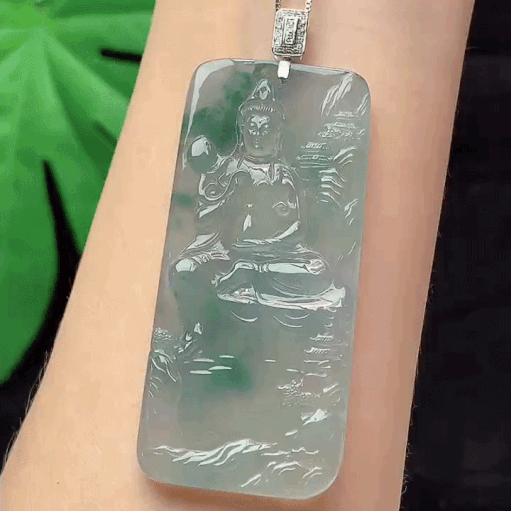 429344 翡翠冰種飄花自在觀音