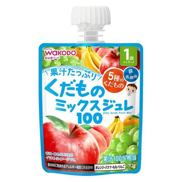 WAKODO Jelly Drink - Mixed Fruits 100 70g (For 1 Year Olds)