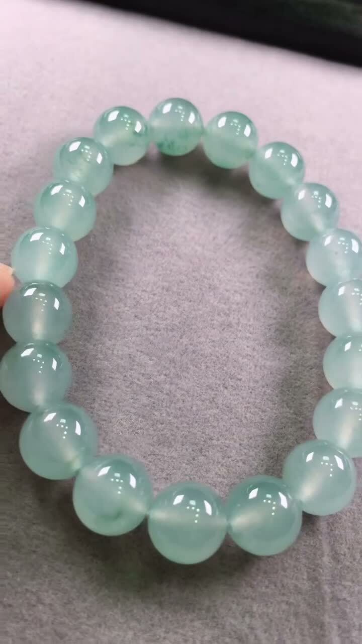 翡翠冰飄花手串 (10mm直徑),天然翡翠A玉, 緬甸玉, Jade, Jadeite