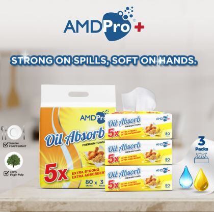 AMD PRO+  oil absorb premium towel 5x 吸油纸巾 80张