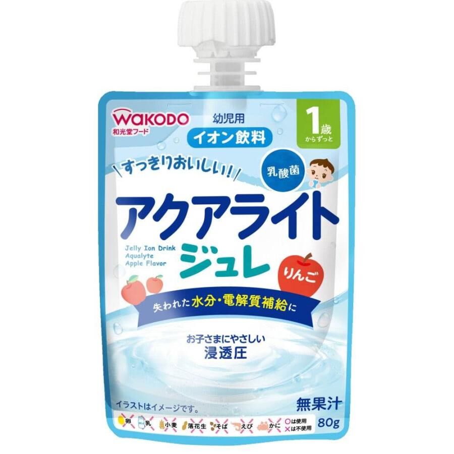 WAKODO Jelly Drink - Aqua Light Apple Flavor 80g (For 1 Year Olds)