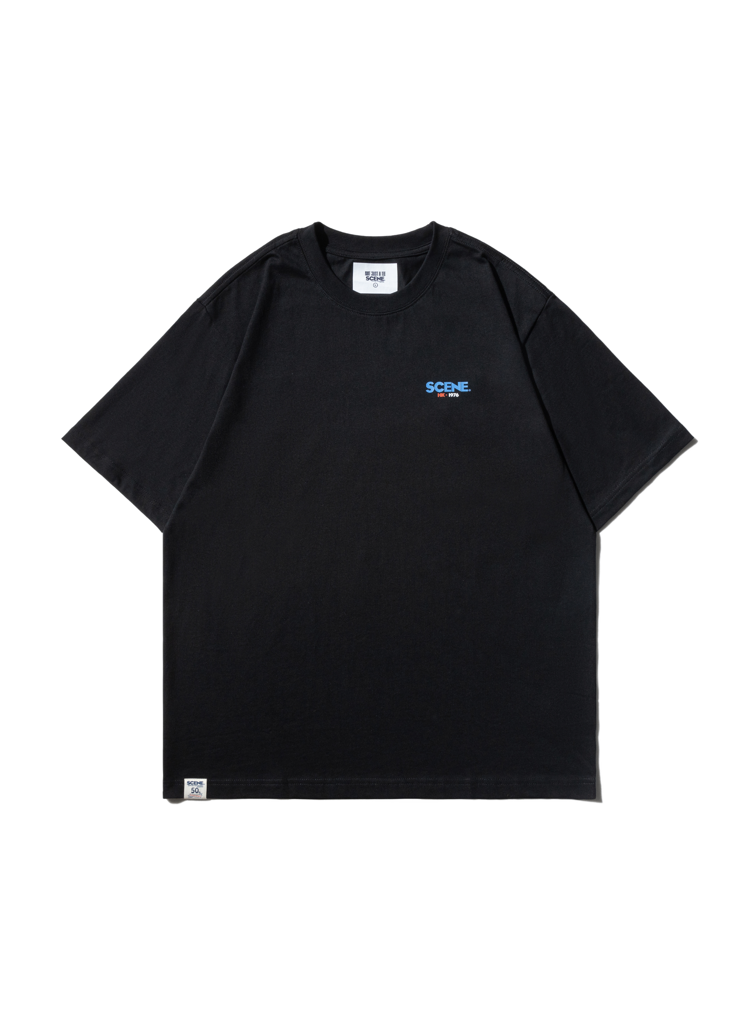 SCENE CHECKERED HK TEE // BLK_SKY/ORG
