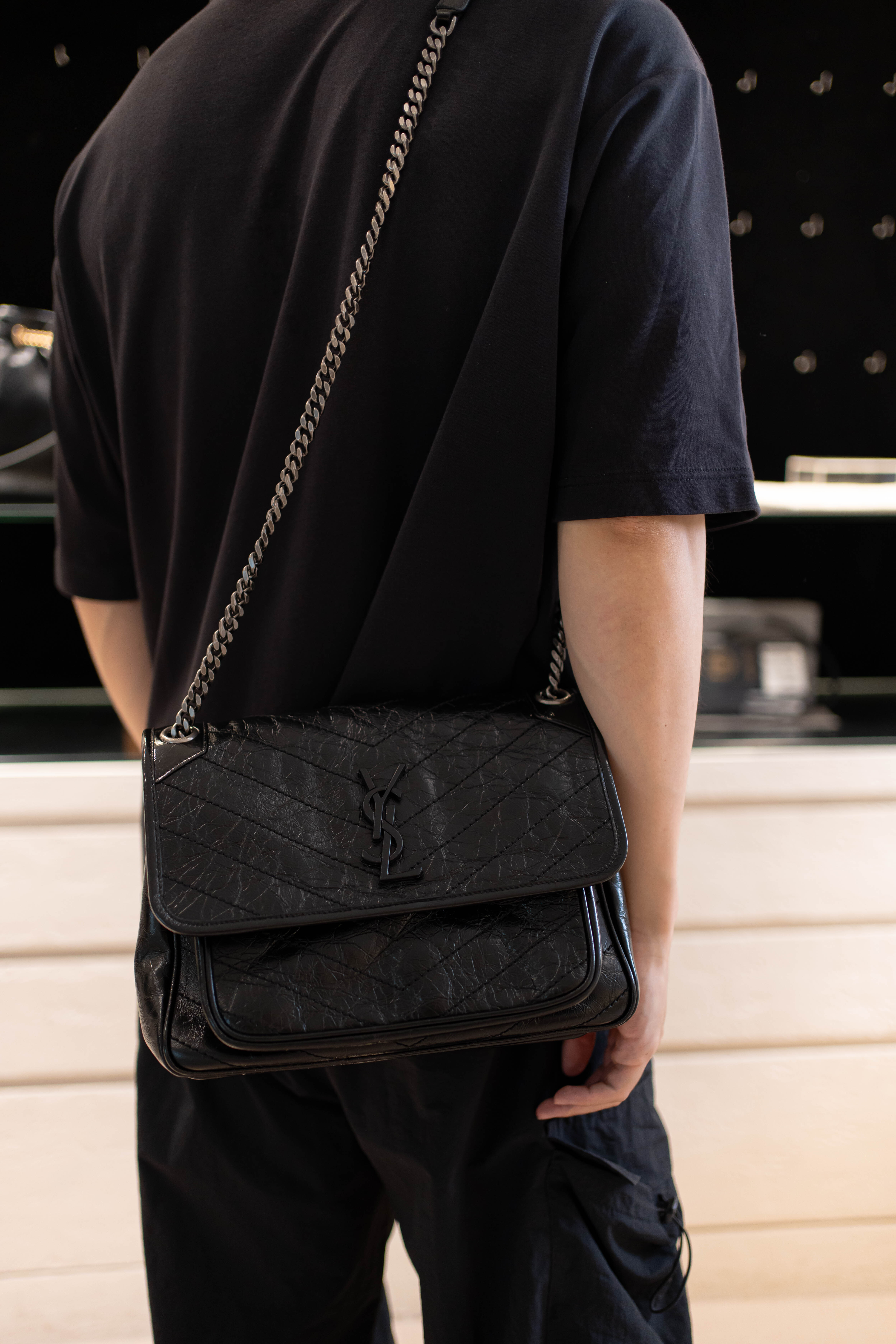 YSL Niki Medium 黑銀色