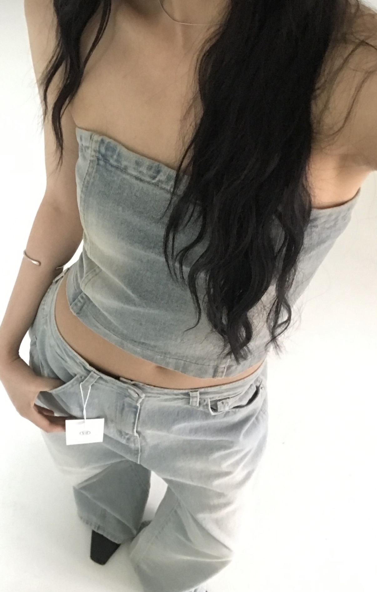 新品🩶 牛仔平口背心 高質量