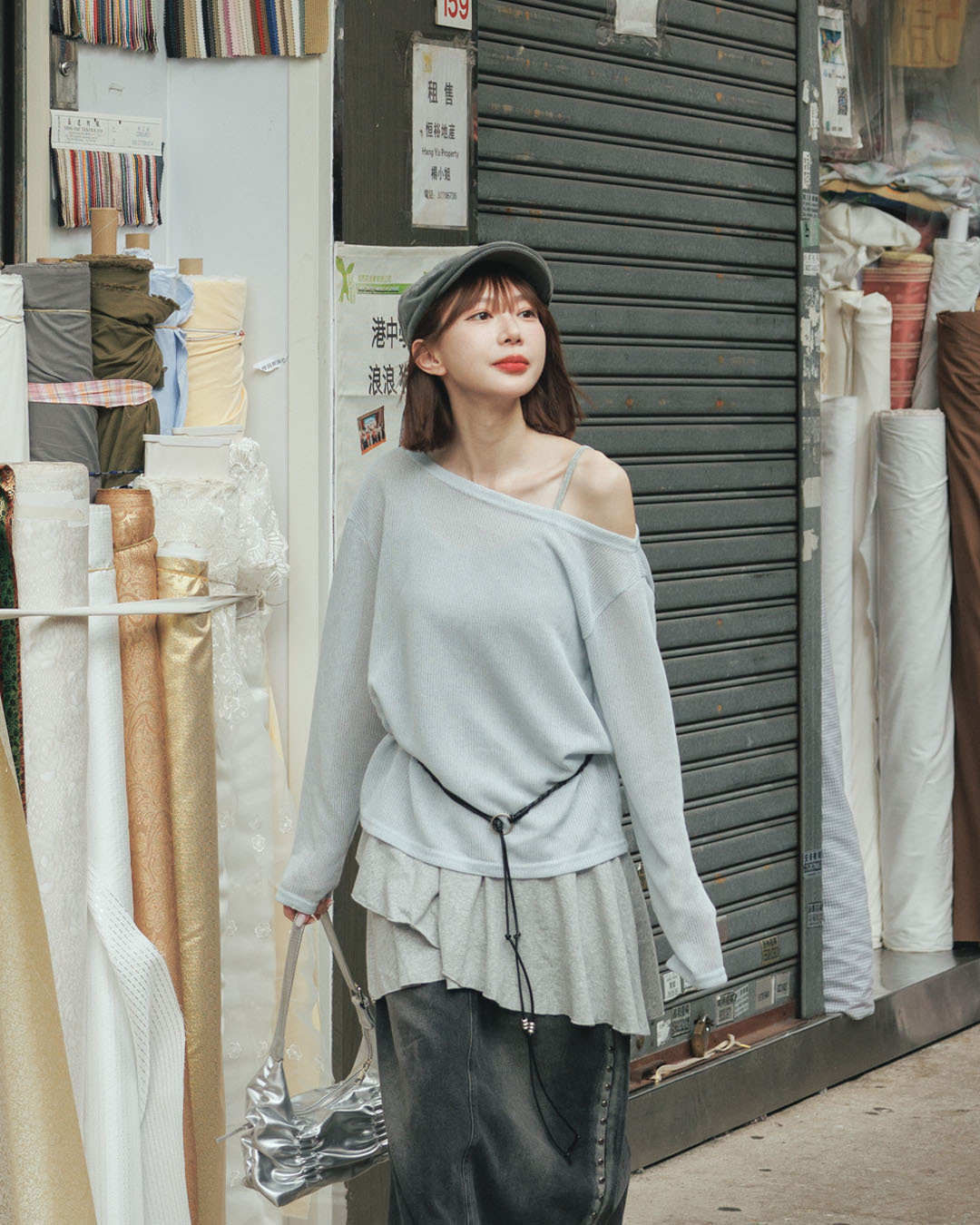 Knitted openwork two-piece short dress with belt, available in two colors.【01087336】in stock+pre-order