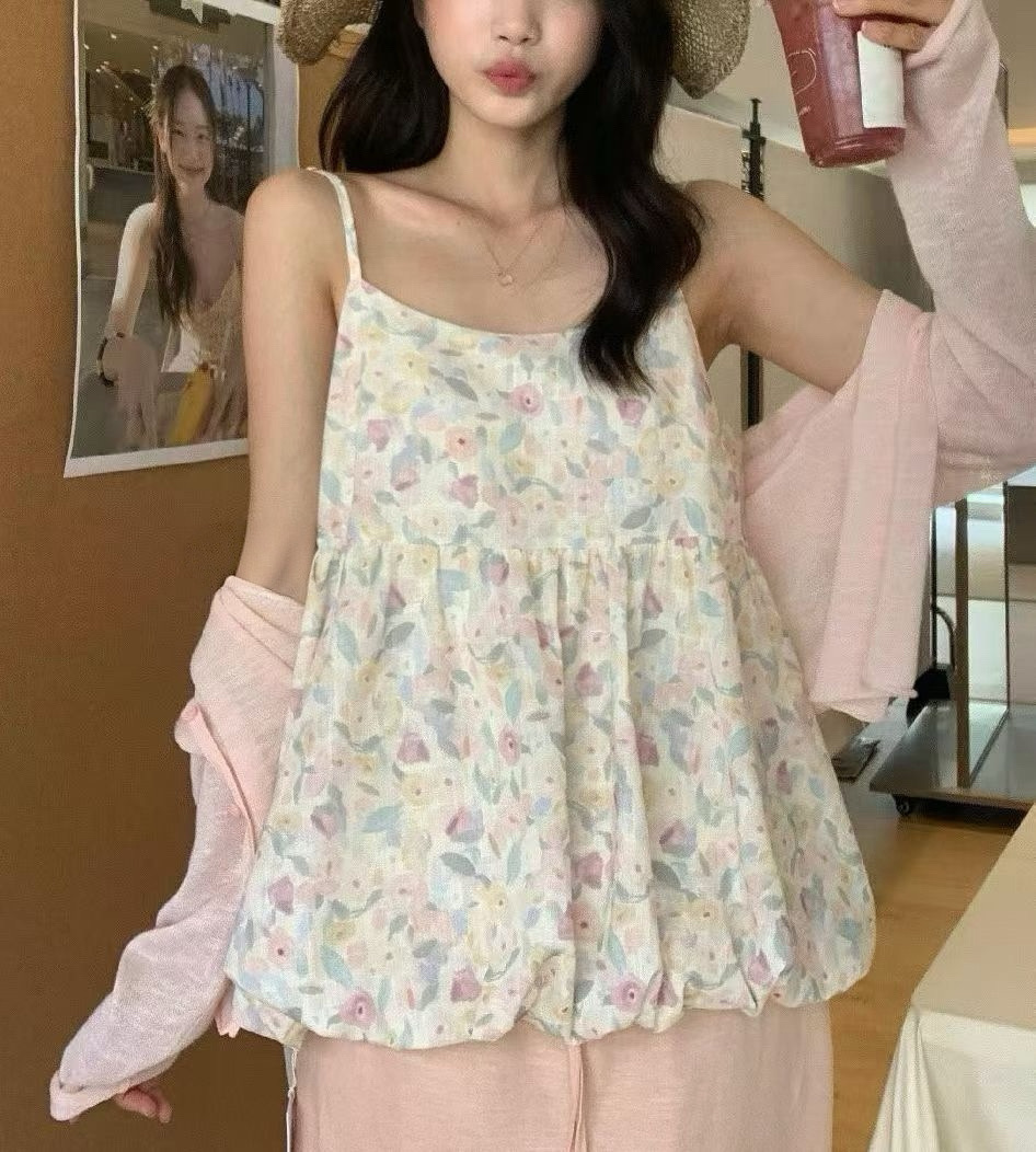Floral bustier strap blouse