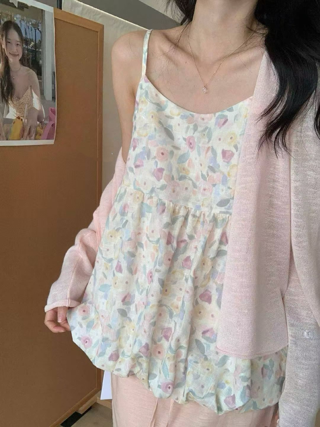 Floral bustier strap blouse
