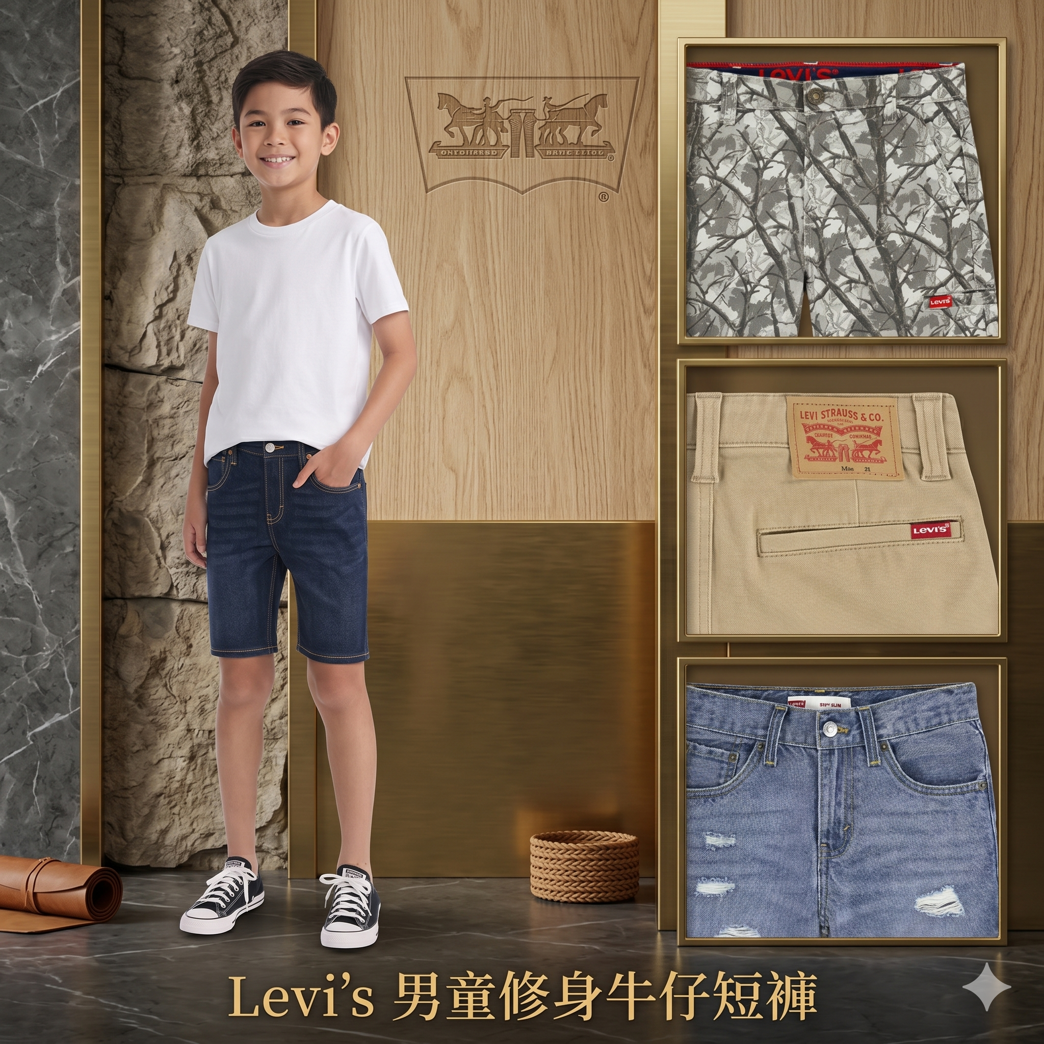 【預購】Levi's H051220 男童修身丹寧/牛仔短褲