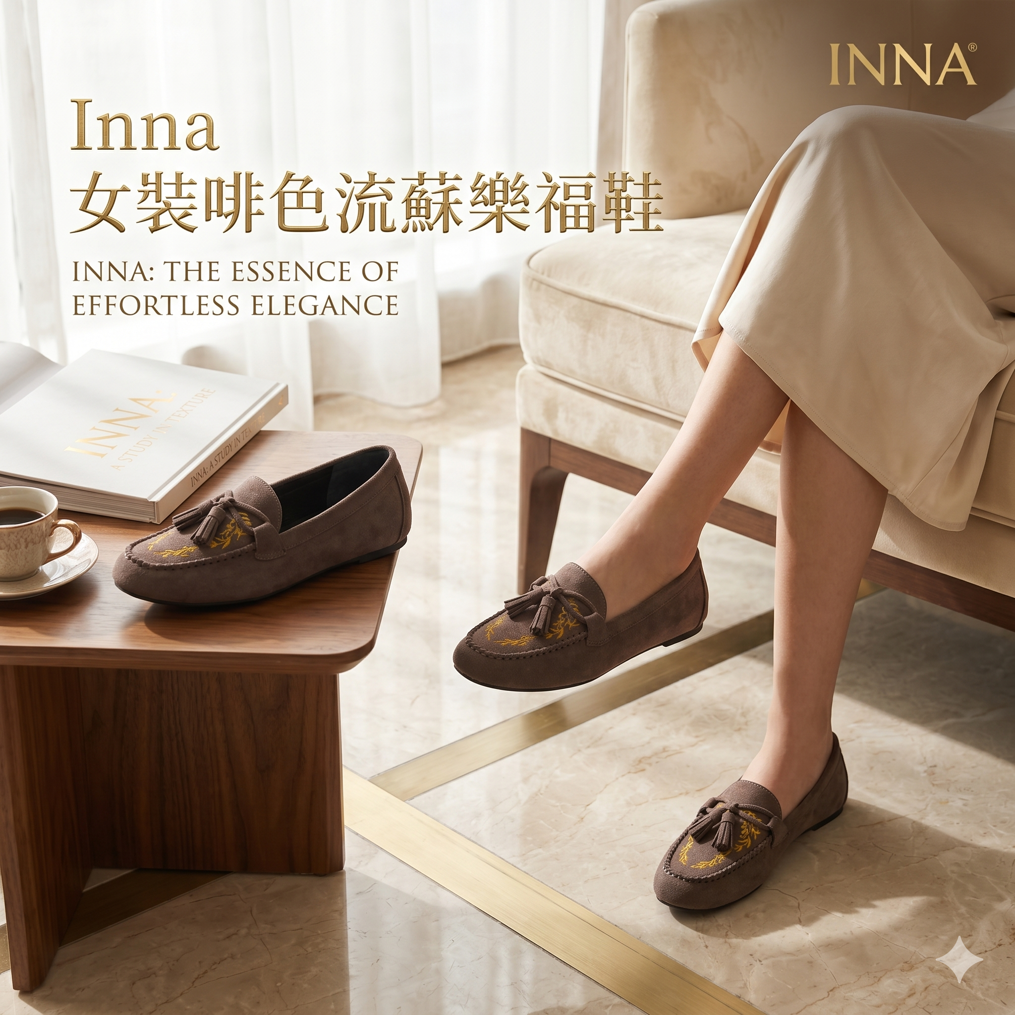 【預購】Inna H051216  女裝啡色流蘇樂福鞋