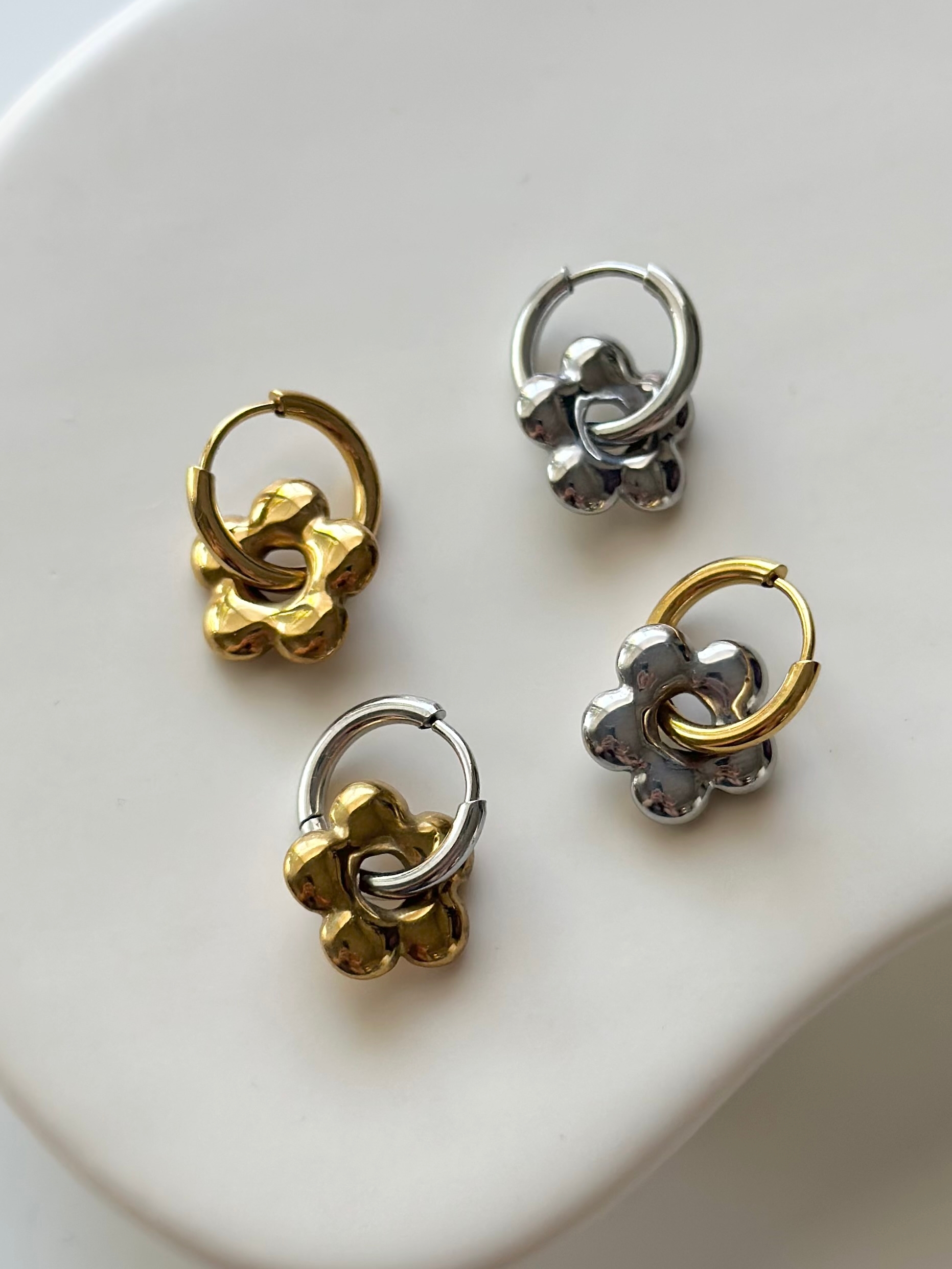 SS 2WAY flower hoop pierce