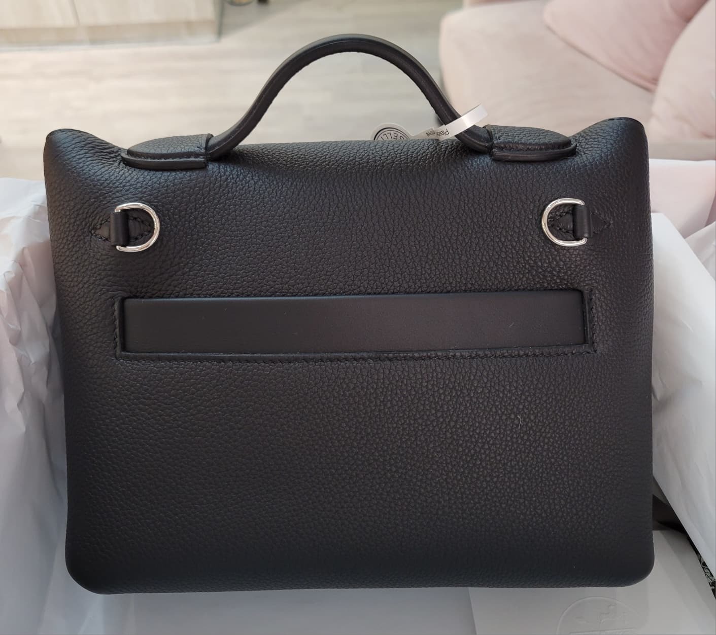 HERMES MINI 2424 NOIR CK TOGO/SWIFT 黑銀