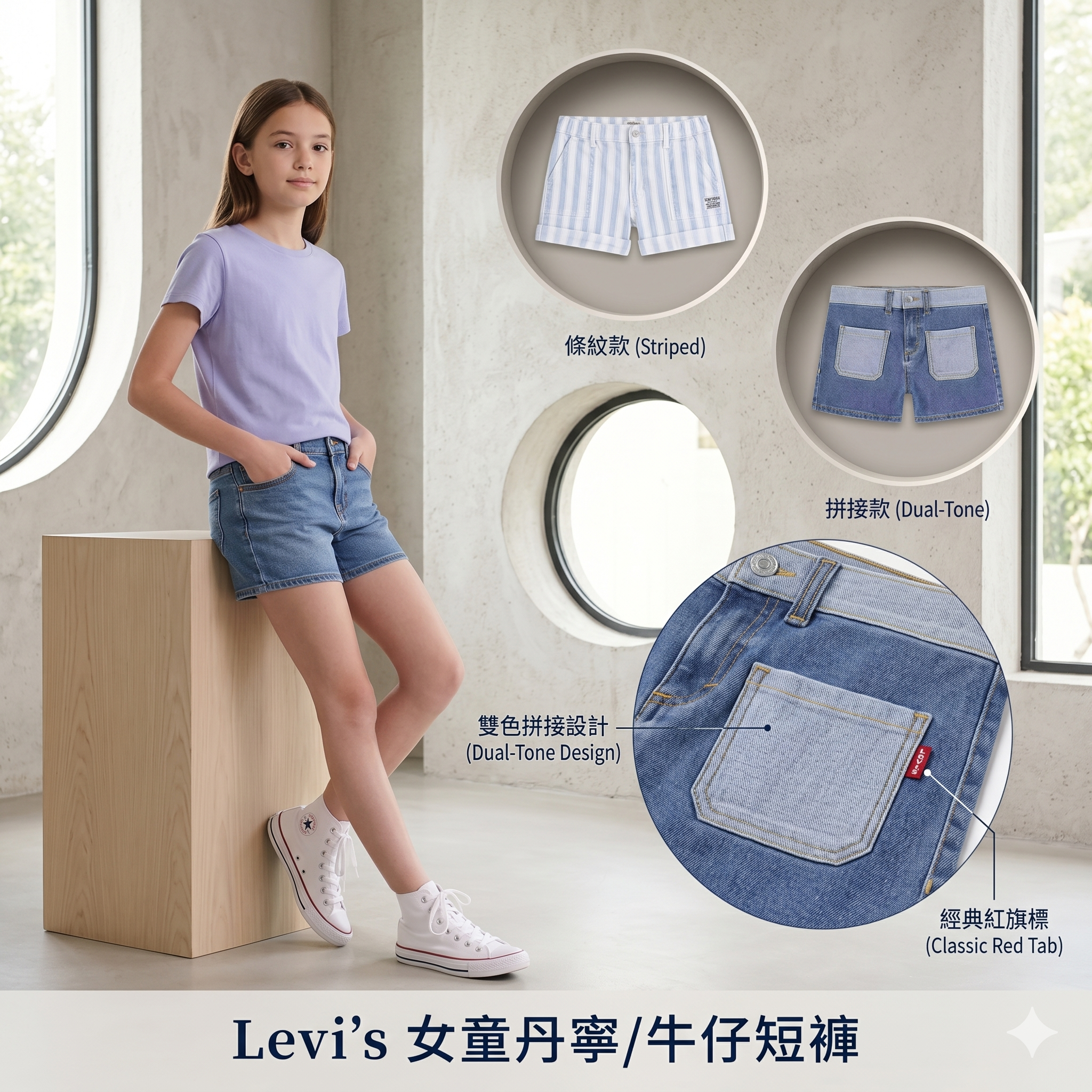 【預購】Levi's H051221 女童丹寧/牛仔短褲