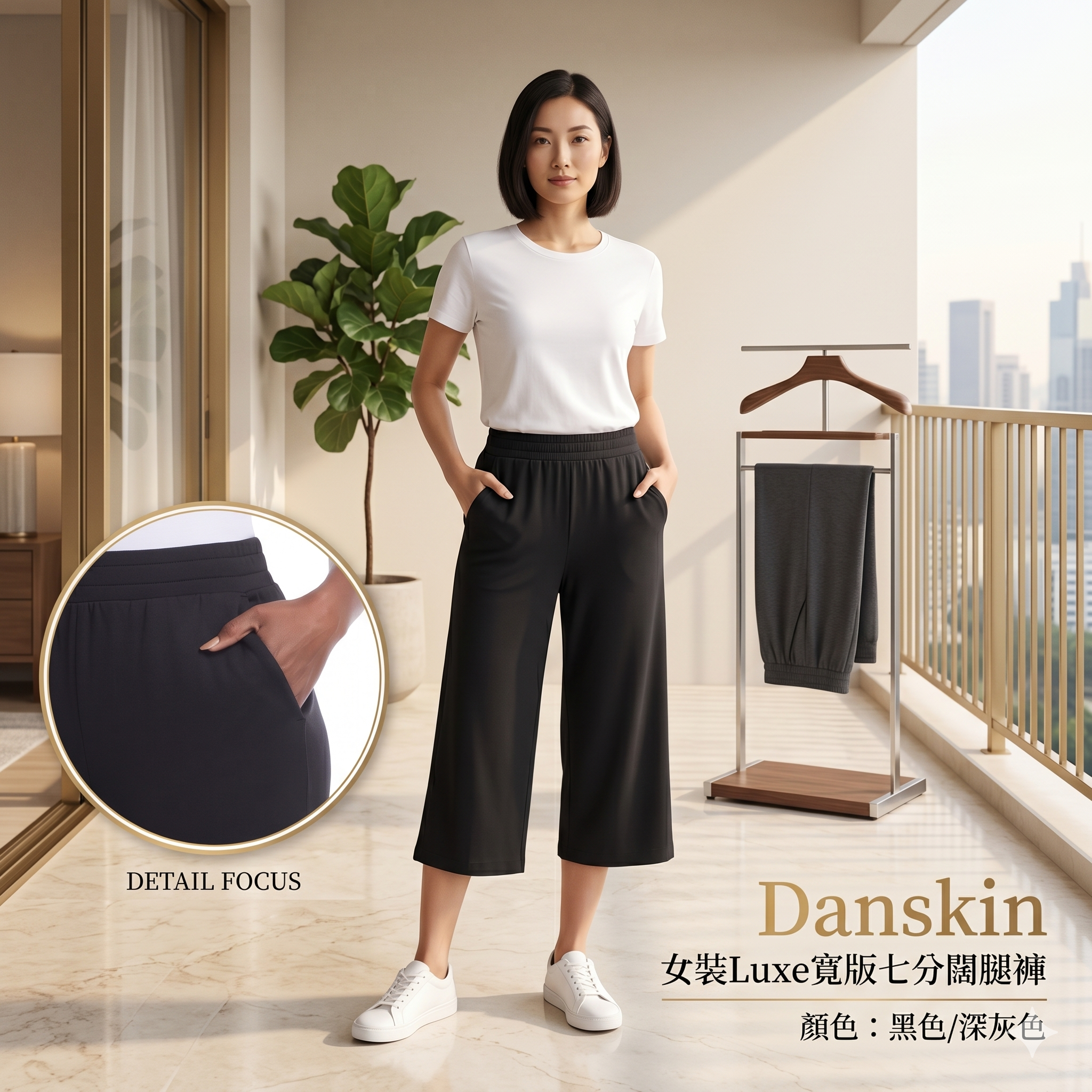 【預購】Danskin H051227 女裝Luxe寬版七分闊腿褲
